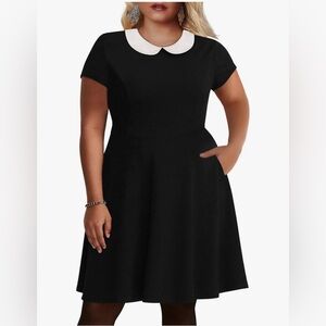 NEW Black Nemidor Peter Pan Collar Fit & Flare Plus Size Skater Party Dress 24